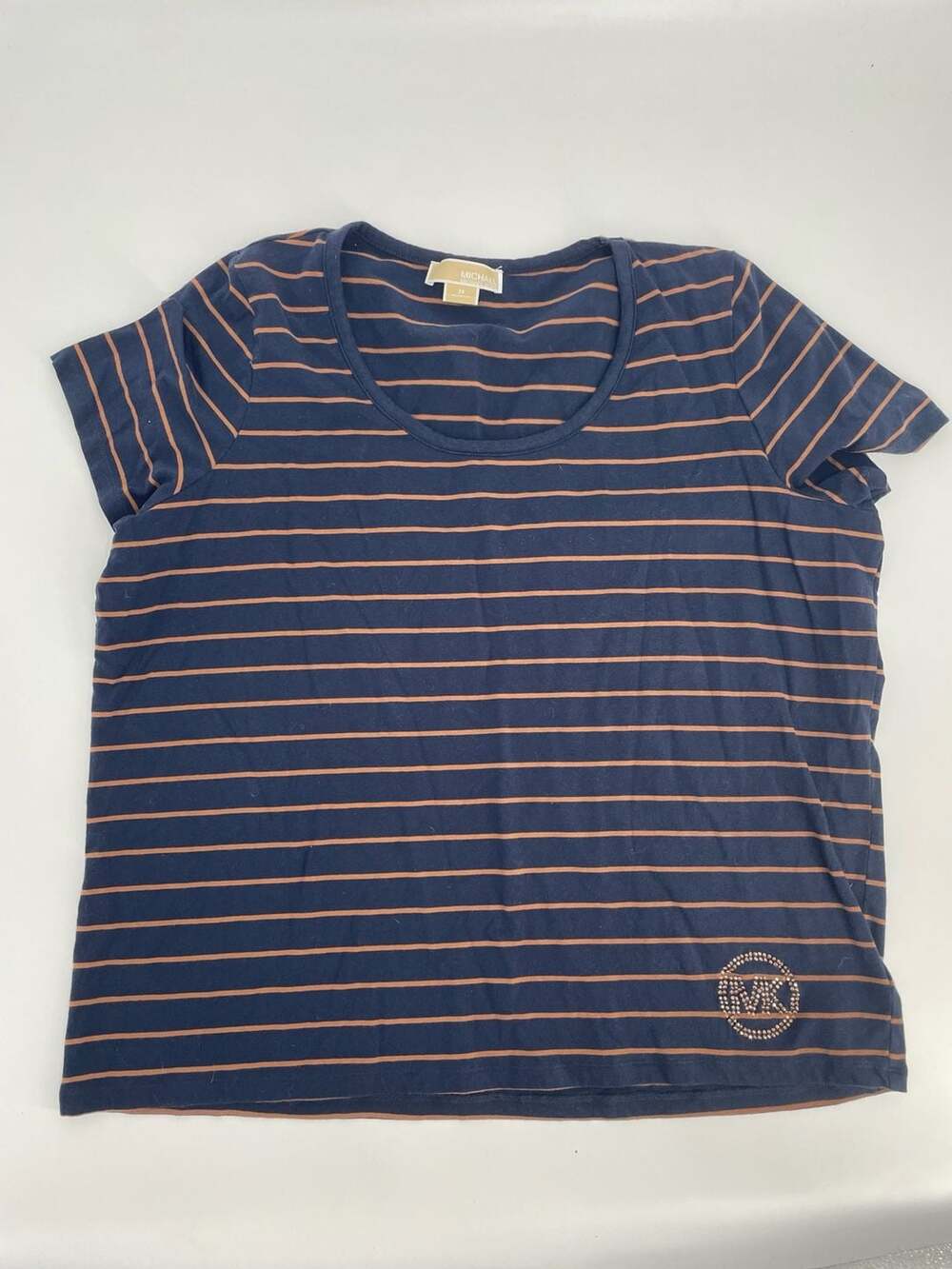 Michael Kors Striped T-Shirt Size 2X Rhinestone Logo